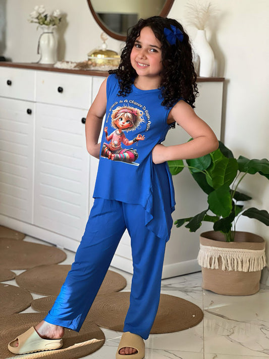 10045بيجامه بناتى blue girl سنجل ليكرا قطن